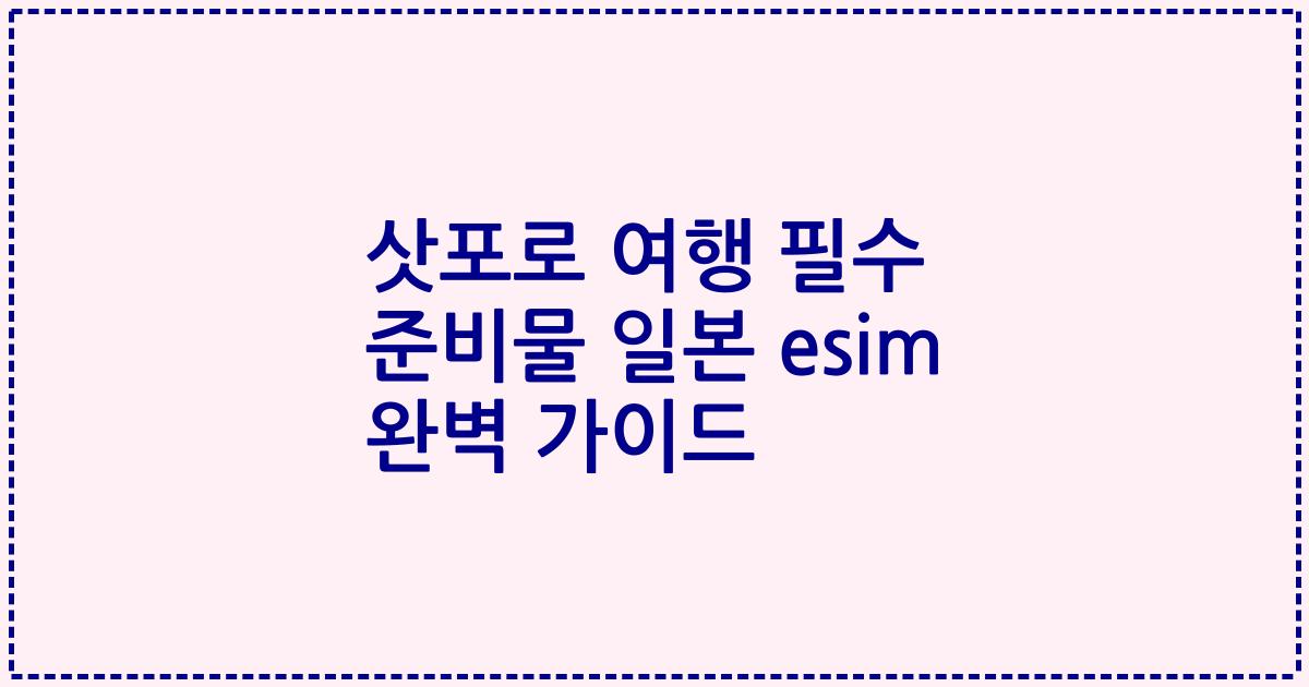 삿포로 여행 필수 준비물 일본 esim 완벽 가이드