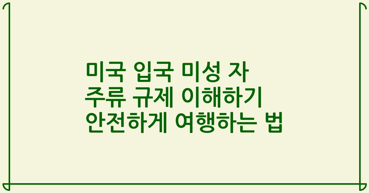 미국 입국 미성 자 주류 규제 이해하기 안전하게 여행하는 법