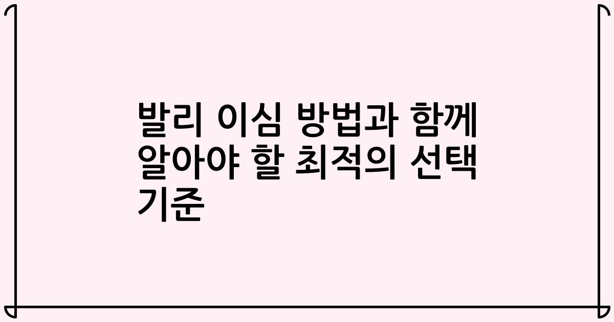 발리 이심 방법과 함께 알아야 할 최적의 선택 기준